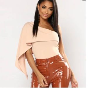 Fashion Nova brand new nude color one shoulder bodysuit! Never worn a/tag!